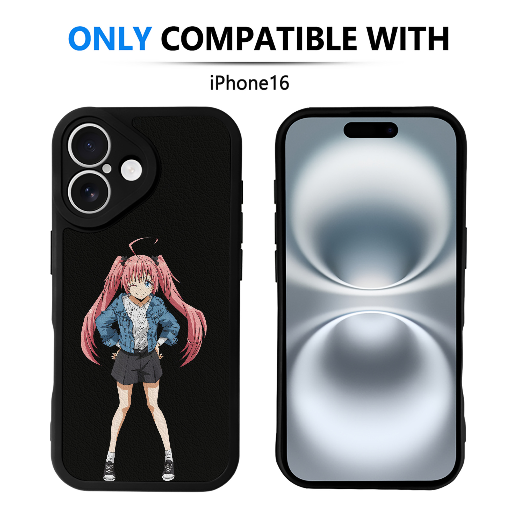 （画像用） 転スラ Regarding Reincarnated to Slime 【iPhone 16シリーズ対応】シリコンスマホケース（レザー調） 材質：シリコン